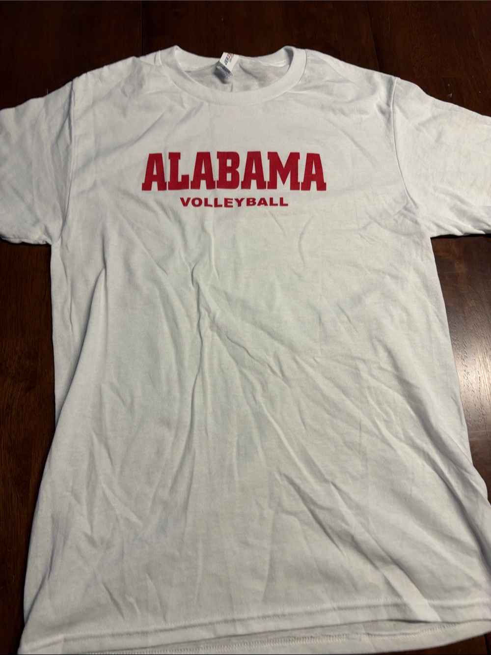 Jerzees White Tee with Red Alabama Volleyball Graphic